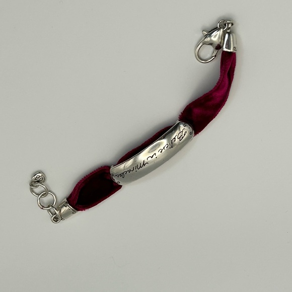 Brighton Believe in Miracles Bracelet Purplish Red Velvet Band Silver Plated - Picture 11 of 11